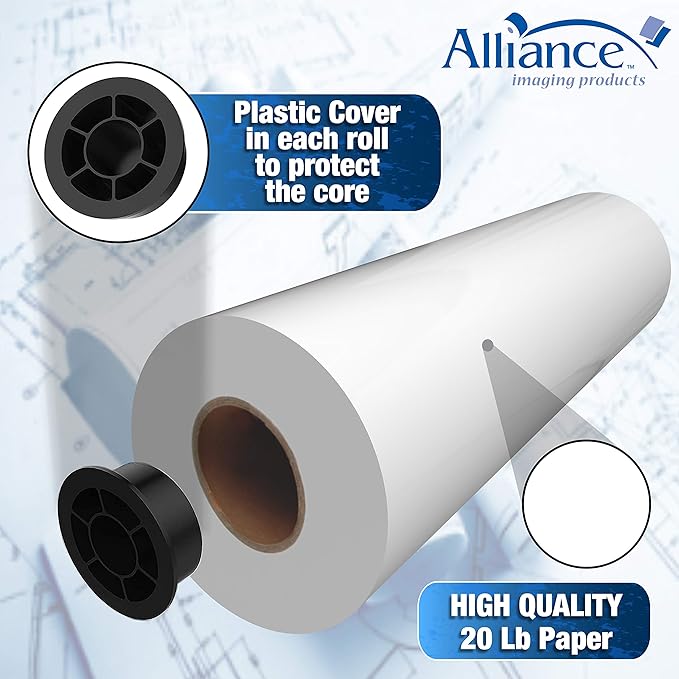 Alliance Wide Format Paper Rolls Bond Engineering (20lb | 4 Rolls, 11 In x 500 Ft | 3" Core)