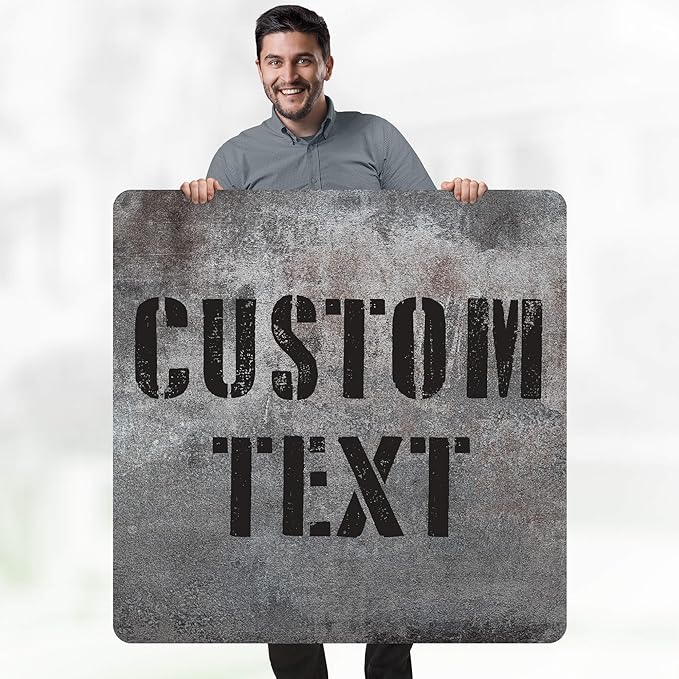 Custom Sign, Custom Street Sign, 11 Font Colors, 13 Font Styles, 4 Hole Options, 22 Sizes, 36x36 Inches, Rust Free DiBound, Fade Resistant, Made in USA by My Sign Center (Grunge Metal)