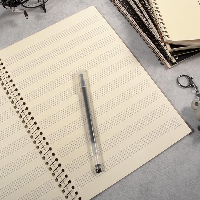 MAXCURY Blank Sheet Music Composition Manuscript Staff Paper Art Music Notebook Black 100 Pages 26x19cm