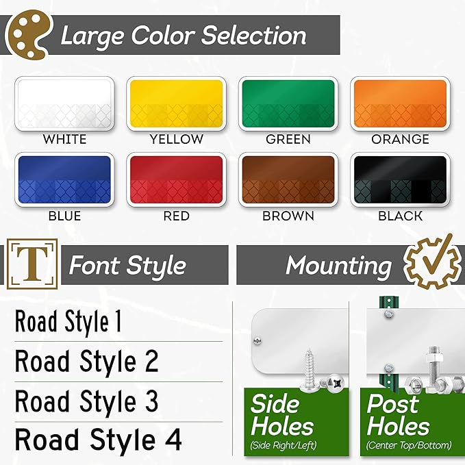 Custom Street Sign, Address Sign, 8 Colors, Reflective Option, Mounting Options, 6x24 Inch, Thick Rust-Free AlumaBond, Made in USA By My Sign Center (Contour)