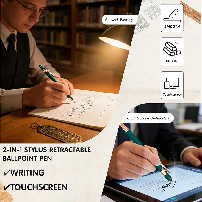 CRME Personalized Pen with Stylus Tip Customized Pens with Name/Logo Perfect Writing Pens With Soft Grip for Superb Comfort and Control Black Ink for School Graduation Work Professional Signature Blue