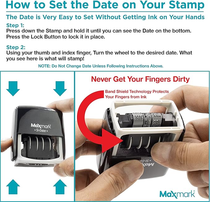 MaxMark Dater 4000 Self Inking Date Stamp - Blue