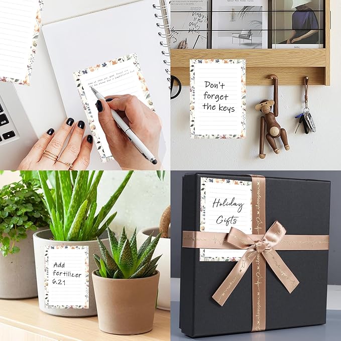 SXboxing Sticky Notes 4X6 Inches, 2 Pack Large Cute Self-Stick Pads, Bright Funny Memo Pads Easy to Stick for Home, Office Watercolor Boho Leaf