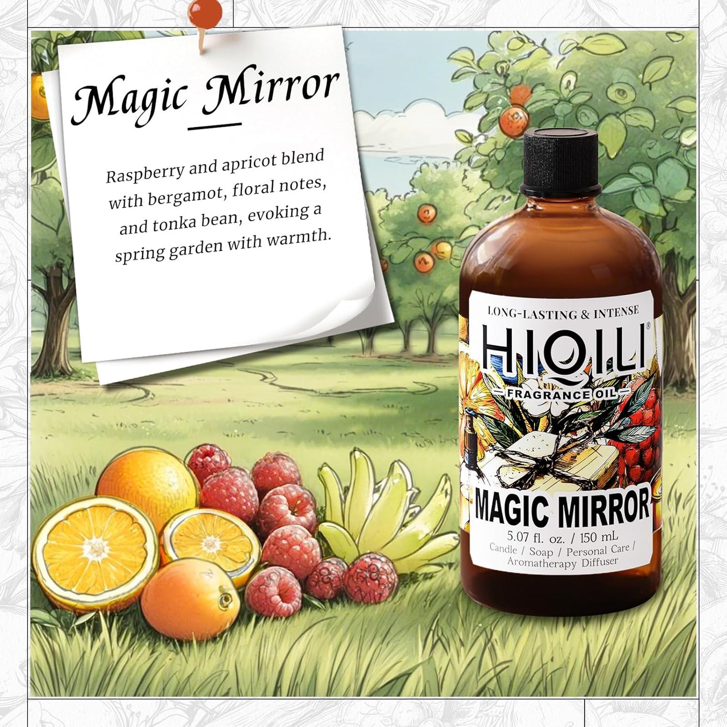 HIQILI Magic Mirror Fragrance Oil for Soap, Candle, Inspired by A.Su Ana-Sui, Women's Perfume Making, Floral Fruity Scents for Essential Oil Diffuser - 5.07Fl Oz