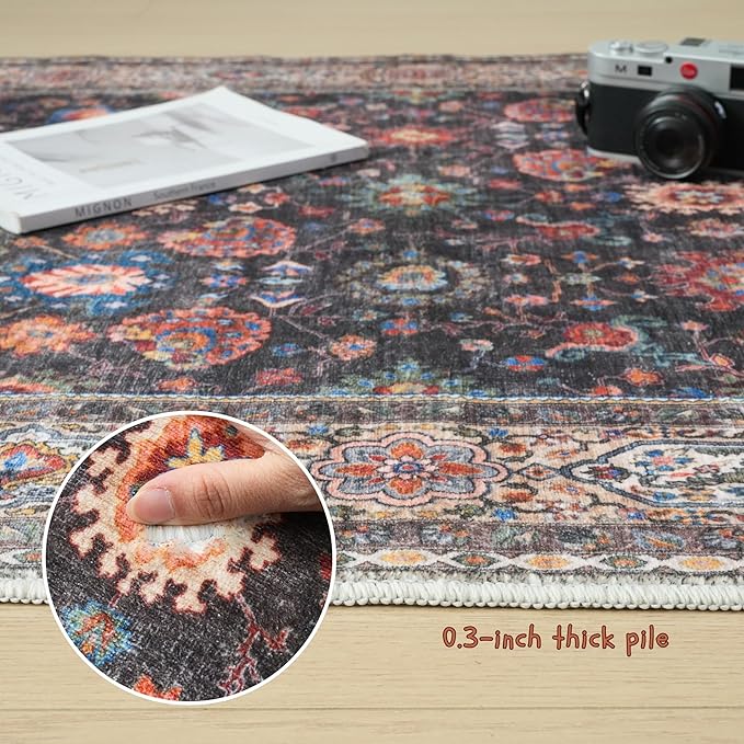 Rugcomf Runner Rug for Hallways Kitchen Rug Non Slip 2'x 6' Washable Rugs with Rubber Backing Soft Carpet for Hallways, Kitchen, Laundry, Bedroom, Bathroom (Dark Espresso)