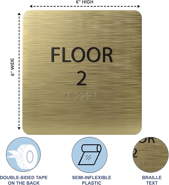 Burgundy ADA Floor 2 Sign with Braille – Made from Durable Acrylic and Ready to Mount