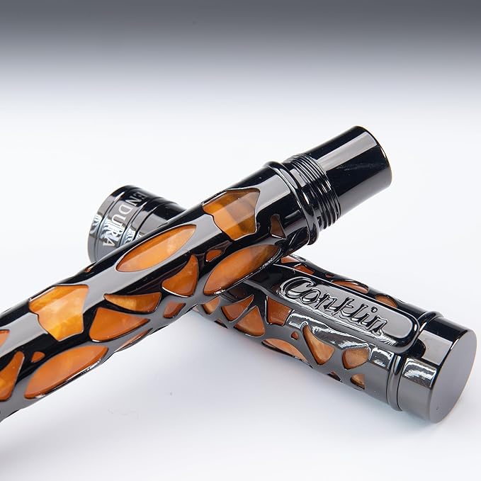 Conklin Endura Deco Crest Fountain Pen in Orange with Rose Gold Accents – Flex Nib, Refillable Luxury Writing Instrument