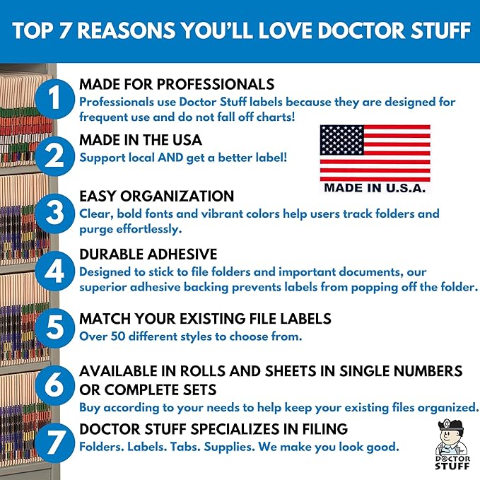 Doctor Stuff - File Folder Labels, Terminal Digit Filing, Consecutive Double Digit Numbers 90-99, Compatible with SMEAD DDS - SMDM Series Chart Stickers, Black, 1" x 1-1/2", 500/Roll