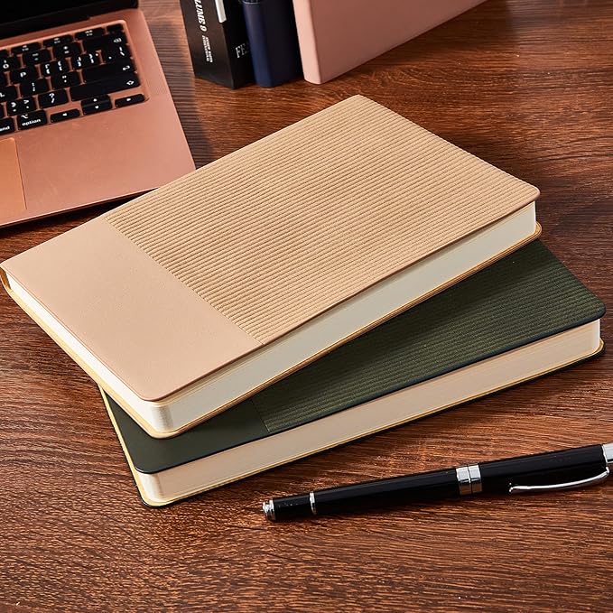 TSFPapier Lined Journal Notebook for Work College Ruled Note Book 5.79"x8.27"A5 PU Leather Daily Journaling 216 Pages for Women Men Writing Home School Supplies Business (Dark Green)