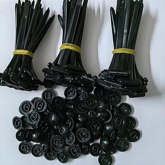 200 Pcs Nylon Universal Cable Tie Buckle with PP Storage Box - Multifunctional Zip Ties with Pin & Button, UV Resistant Fasteners for Car Repair, Bumper & Fender Clips (100PCS)