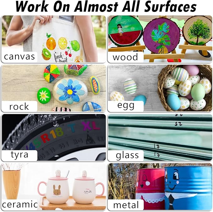 Craiiby Green Paint Pens Paint Markers - 12 Pack Permanent Quick Dry Waterproof Marker Pens for Rocks Wood Fabric Plastic Canvas Glass Mugs Metal Tire Stone