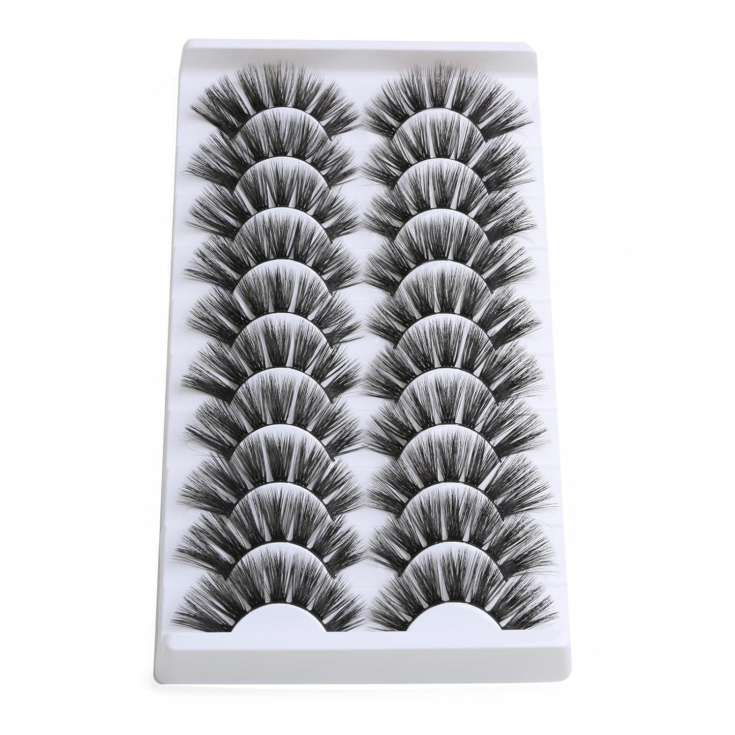 SUNWELL False Eyelashes 18mm Mink Lashes 8D Fluffy Faux Mink Lashes Dramatic Cat Eye Lashes Strips Soft Full Volume Fake Eyelashes 10 Pairs Pack