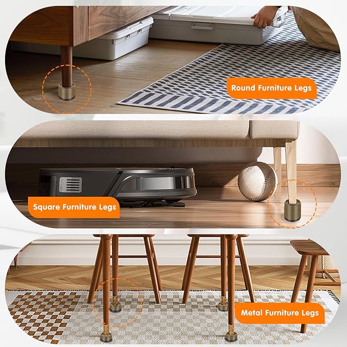 Furniture Risers Bed Risers Heavy Duty 1 inch, 2 inch, 3 inch, 4 inch Round Adjustable Bed Lifts Riser for Desk Legs Table Couch Sofa Chair Refrigerator Washing Machine (1+1+1 Inch, Brown, 4 Pack )