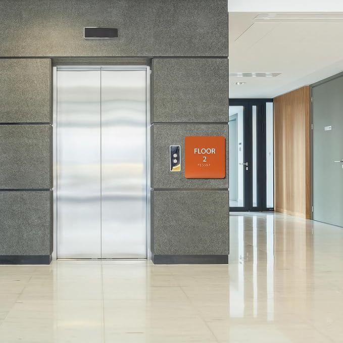 Black ADA Floor 2 Sign with Braille – Made from Durable Acrylic and Ready to Mount