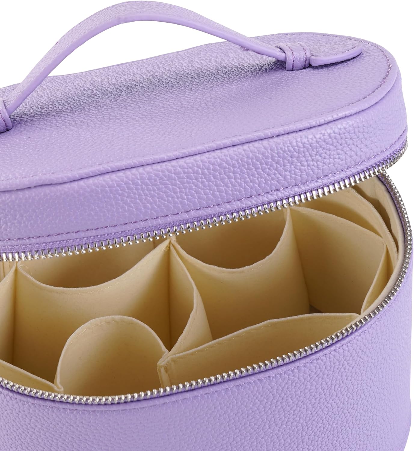 Makeup Bag Vanity Case Cosmetic Bag with Removable Divider Travel Toiletry Bag for Women Portable Make up Box Organizer, Purple