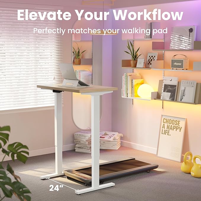 HUANUO 63 x 28 inch Electric Standing Desk Adjustable Height, 4 Memory Height Settings, Sit Stand Up Desk for Home Office & Computer Workstation, Light Walnut