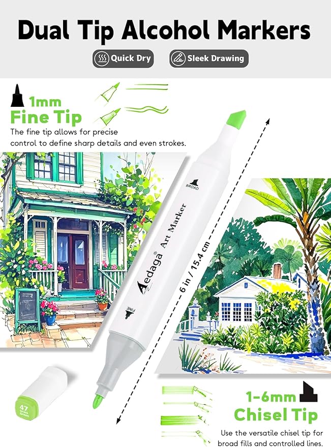 AEDAGA 280 Colors Alcohol Markers with Free App, Dual Tip Art Markers with Kickstand Case for Artists Adults,Alcohol Based Marker for Coloring Painting Sketching and Drawing, Great Gift