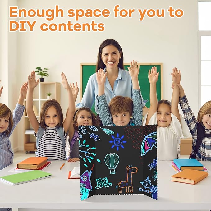 Henoyso 12 Pcs 14 x 22 Inch Black Trifold Poster Board Large Tri Fold Presentation White Display Board Foldable Paperboard for Science Fair School Business Project Exhibition