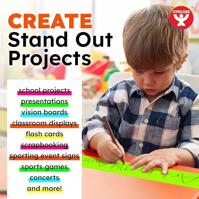 Hygloss Small Poster Board 4x11 - 50 Neon Red-Orange Single Color Poster Boards Bulk Pack - 10 Pt. Thickness Colored Poster Board Paper for Project, Flash Cards, Signs - Posterboard Multipack 4" x 11"