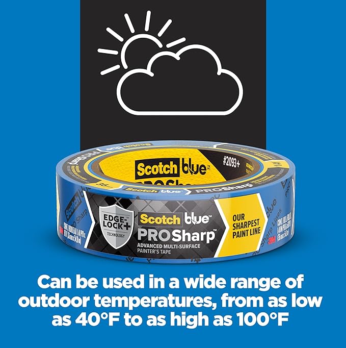 ScotchBlue PROSharp Painter's Tape 1 Inch Wide (0.94 in x 60 yd) 3 Rolls Blue Tape Protects Surfaces and Removes Easily, Edge-Lock Tape for Indoor and Outdoor Use (2093+-24AC3)