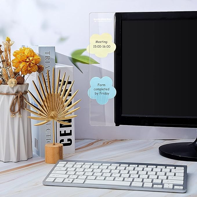 Zonon 24 Pieces Computer Monitor Notes Screen Monitor Memo Board Sticky Note Holder Message Board Computer Side Panel for Office Home Desktop Left and Right