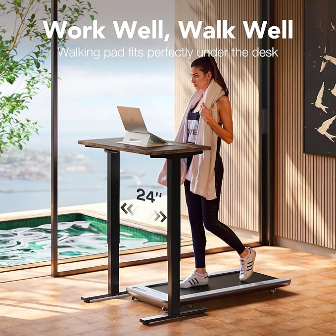 HUANUO Electric Standing Desk, 55 x 24 Inch Height Adjustable Computer Desk with Storage Bag, 4 Height Memory Settings, Sit Stand Up Desk for Home Office, Rustic Brown