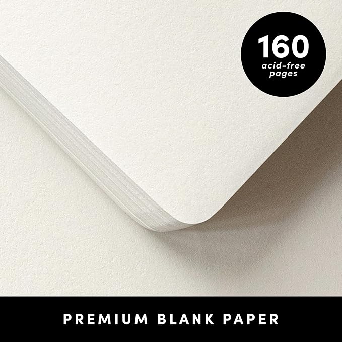PAPERAGE Blank Journal Notebook, (Sage Green), 160 Pages, Medium 5.6 in x 8 in - 100 GSM Thick Paper – Hardcover Journaling Notebook for Work, School, Note Taking or Sketching