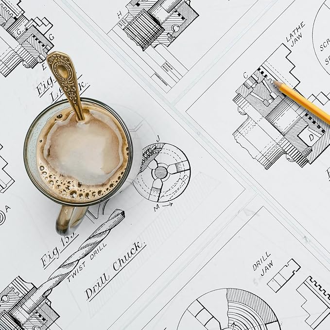 Tatuo 15 Sheets Architectural Vellum Paper 11 x 17 Inch Drafting Vellum Tracing Sheets Semi Translucent Drafting Paper Rag with Border and Title Block for Drawing Sketching Architecture Building