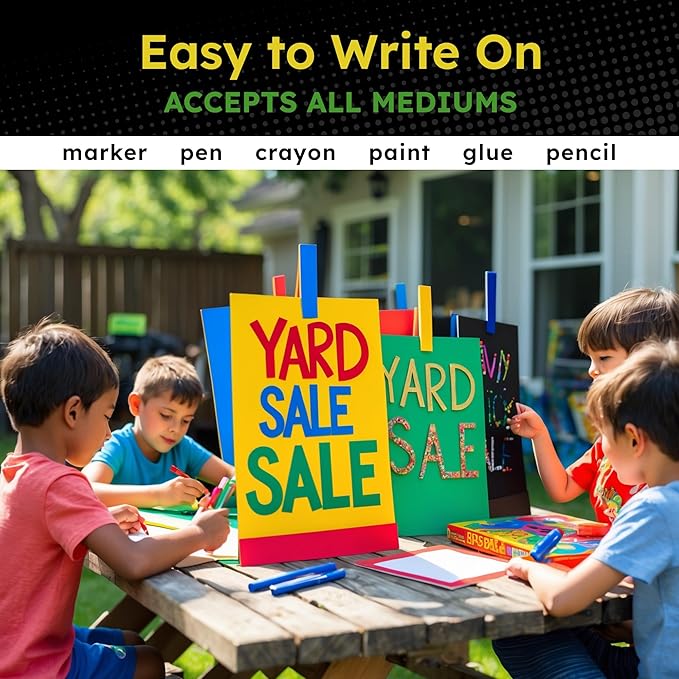 Hygloss Medium Colored Poster Board 11x14 - 50 Assorted Standard Color Poster Boards Bulk Pack - Red, Yellow, Green, Blue, Black - 10 Pt. Thickness Poster Board Paper, Posterboard Multipack 11" x 14"