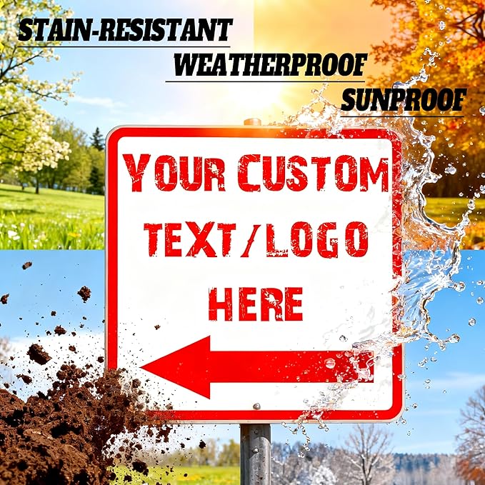 Custom Square Right Arrow Signs - 14 * 14 inches - 0.04-inch thickness, non-deformable, for supermarkets and scenic spots