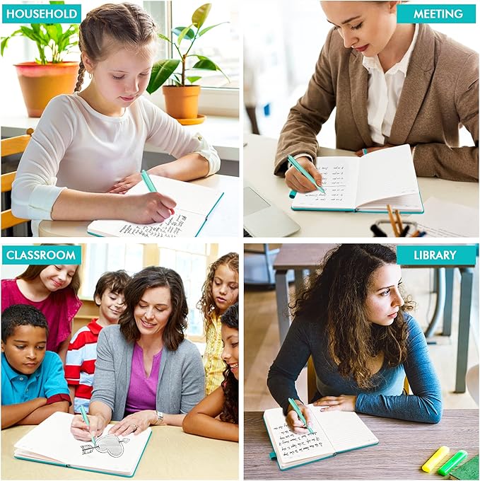 5 Pack Journal Notebook Bulk for School, Feela Hardcover Business Notebooks Classic Ruled Lined Journals with Pen Holder for Work Note Taking, with 5 Black Pens, 120 GSM, 5.1”x8.3”, A5, Emerald