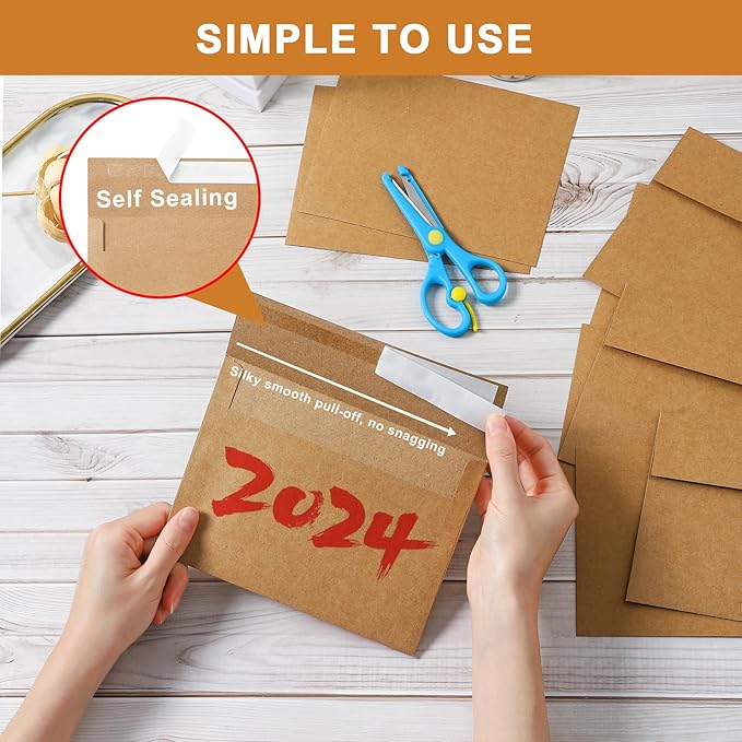 Silunkia 100 Packs Brown Blank Cards and Envelopes 5 x 7 Heavyweight Single Panel Cardstock and A7 Envelopes Self Seal for Wedding Invitations, Birthday, Thank You Cards, Mailing