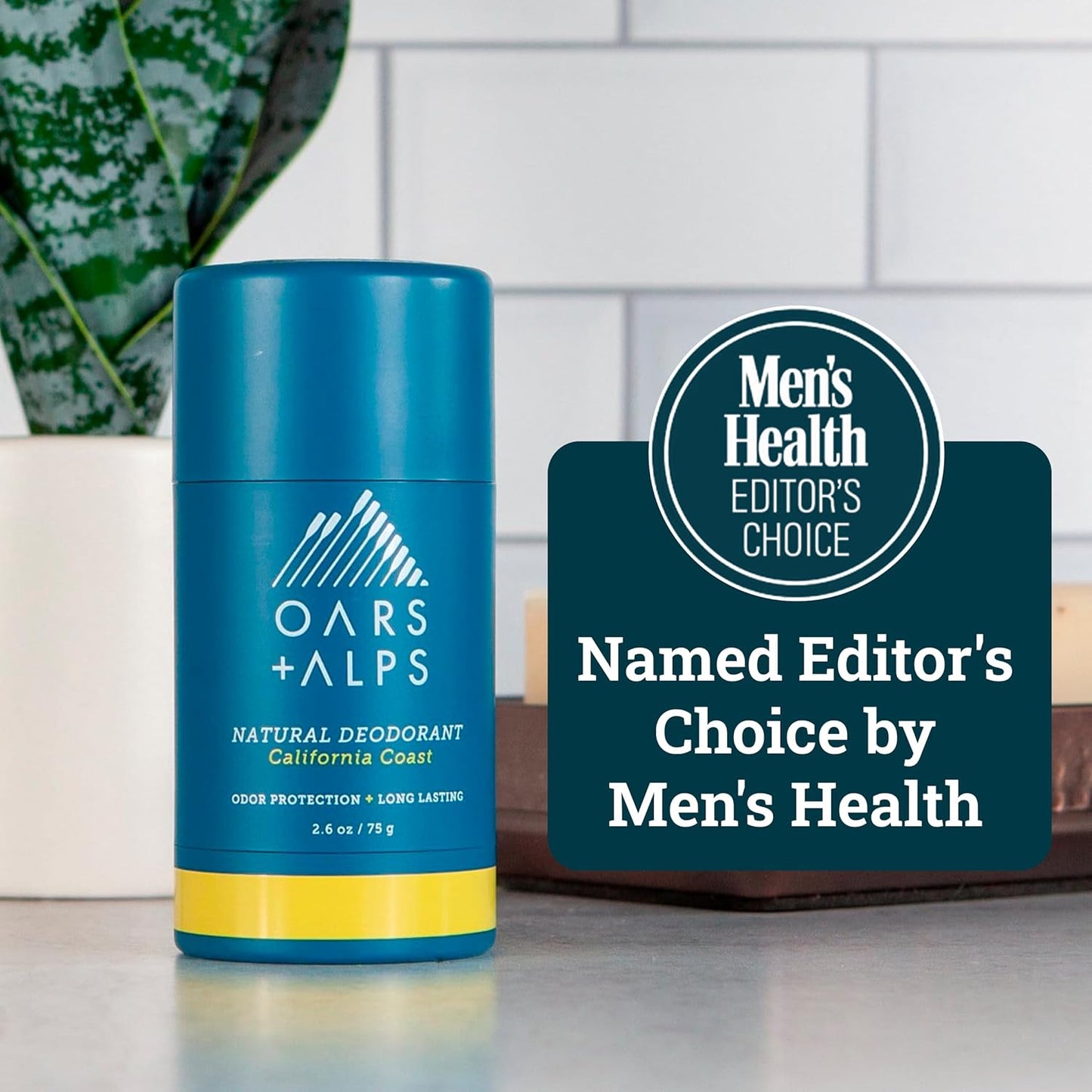 Oars + Alps Natural Deodorant for Men & Women, Aluminum Free Deodorant for Men, Dermatologist Tested, Clean Ingredients, Non Toxic, Vegan, Long Lasting, Odor Protection, California Coast, 1pk, 2.6oz