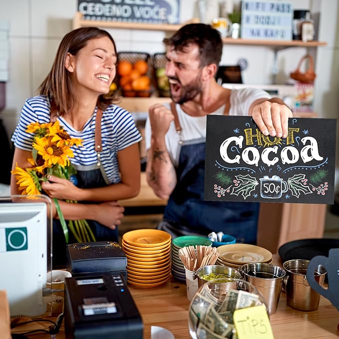 BOUBONI 2 Pack Small Chalkboard Signs with Wood Stand 6 x 8 inch Tabletop Chalkboard Sign Double-Sided Message Menu Boards for Kitchen Wedding Bar and Restaurant