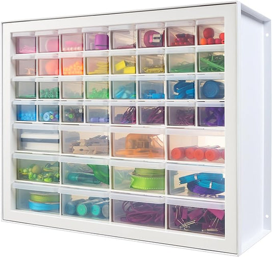 IRIS USA Screw Tool Organizer Small Parts Cabinet Chest, 44-Drawer Hardware Electronics Nuts Bolts Storage Drawers Organization Toolbox Garage Craft Business Teacher Beads Scrapbook Art Hobby - White