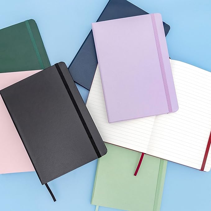PAPERAGE Lined Journal Notebook, (Cognac), 160 Pages, Medium 5.6 in x 8 in - 100 GSM Thick Paper – Hardcover Journaling Notebook for Work, School & Note Taking