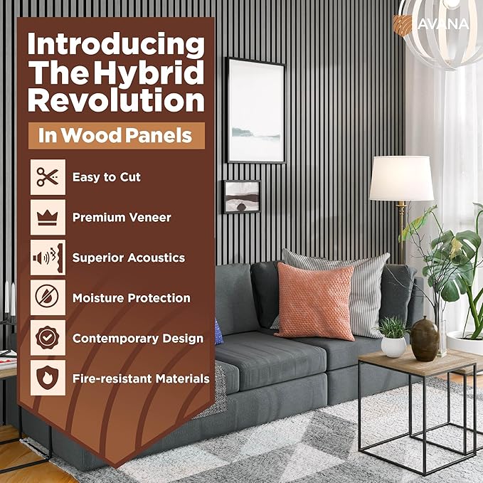 Avana Acoustic Wood Wall Panels – 94.4 x 12.6 Inch Gray Oak Acoustic Panels 2 PCs – Wall Panels For Interior Wall Decor For Homes, Offices, Studios – Pleasing Decorative Wood Panels For Wall