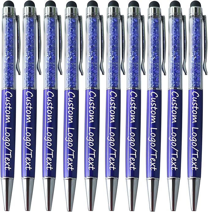 Yucold Customized Pens with Name/Logo - Touch Screen Stylus Ballpoint Pen, Perfect for Weddings, Business & Personalized Gifts (Royal blue,100)