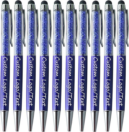 Yucold Customized Pens with Name/Logo - Touch Screen Stylus Ballpoint Pen, Perfect for Weddings, Business & Personalized Gifts (Royal blue,100)
