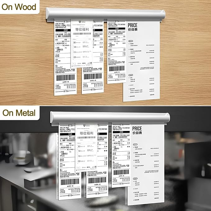2 Pack Ticket Holders Receipt Holder for Restaurant, No Drill Restaurant Order Ticket Holders for Kitchen Office Walls Refrigerator Home Pubs Bars Cafes(16 Inch, Sliiver, 2p)