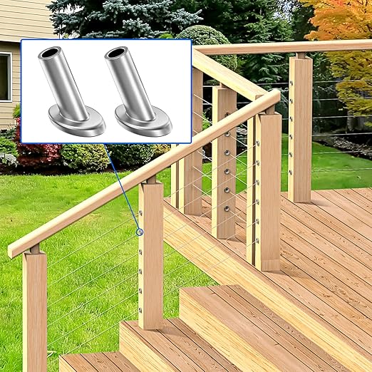 BLIKA 80 Pack 25 30 35 Degree 1/8" Angle Beveled Protector Sleeves for Stair Cable Railing, T316 Stainless Steel, Cable Railing Hardware Kit 30 Degree Angle Protector Sleeves for Wood Post