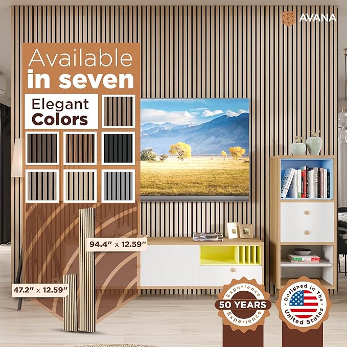 Avana Modern Acoustic Wood Wall Panels – 94.4 X 12.6 Inch White Oak Acoustic Panels 1 PC – Wall Panels For Interior Wall Decor for Homes, Offices, Studios – Sturdy And Durable Wood Panels For Wall