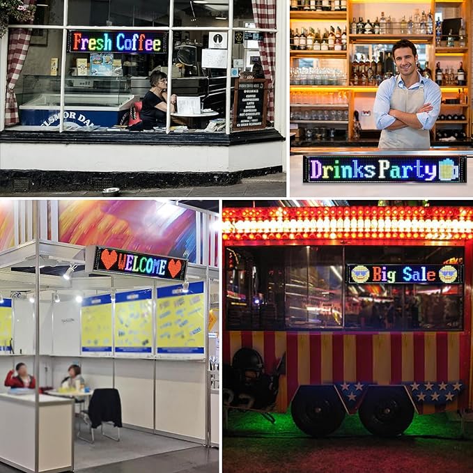 LED Sign,Programmable LED Sign,Flexible Scrolling LED Message Display,Bluetooth APP,DIY Design Colours,Text, (36"x 8")