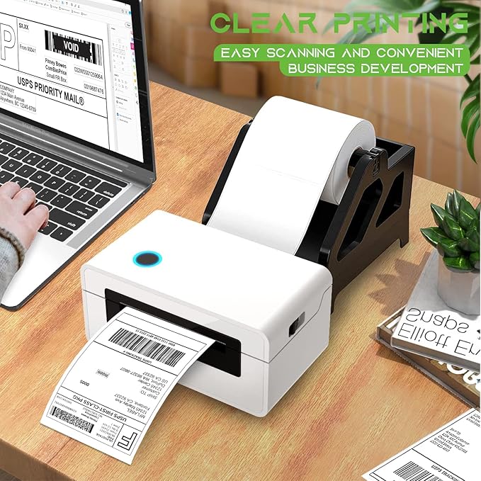 MFLABEL 4x6 Direct Thermal Shipping Labels - 4 Rolls of 450 Labels/Roll, Compatible with Zebra 2844/ZP450/ZP500/ZP505, USPS/FedEx/UPS/Amazon Shipping, Smudge-Resistant & Permanent Adhesive