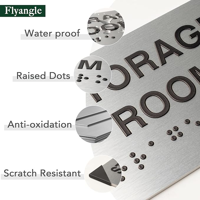 Meeting Room Signs for Business and Office Sign, ADA Signs with Raised Text & Grade 2 Braille, Easy Installation with Adhesive Pad – Brushed Aluminum/Silver