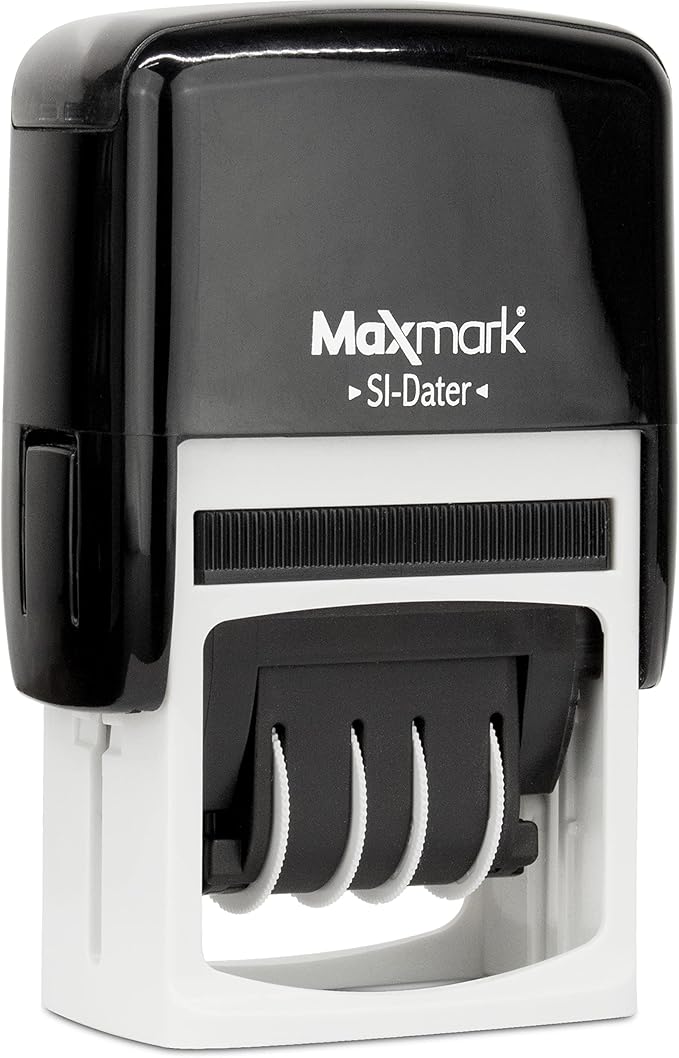 MaxMark Office Self Inking Date Stamp with Phrase Posted - Black Ink