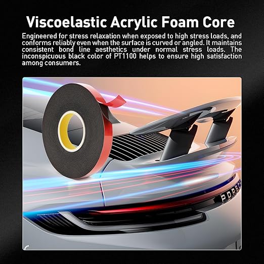 Automotive Acrylic Plus Attachment Tape 0.24" x 18Ft Made of 3M Pack of 2 Double Sided Tape PT1100 Heavy Duty for Moldings Claddings Panels Pads and Other Car Automotive Applications