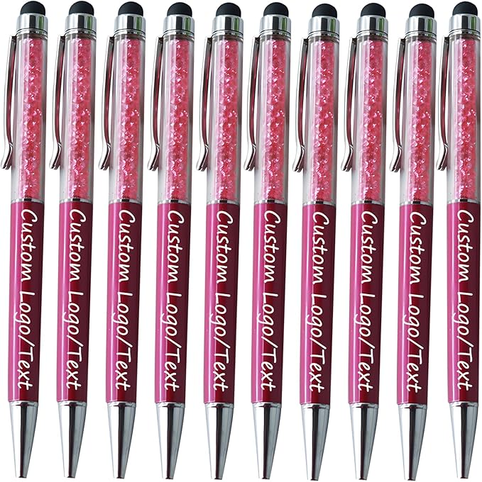 Yucold Customized Pens with Name/Logo - Touch Screen Stylus Ballpoint Pen, Perfect for Weddings, Business & Personalized Gifts (Wine red,150)