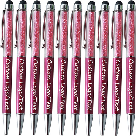 Yucold Customized Pens with Name/Logo - Touch Screen Stylus Ballpoint Pen, Perfect for Weddings, Business & Personalized Gifts (Wine red,50)