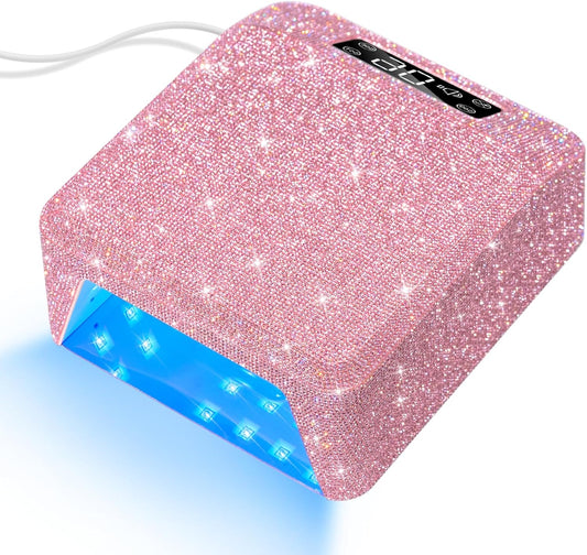 UV LED Nail Lamp 96W Plug-in Nail Dryer Sparkly Gel Polish Light 4 Timer Setting Professional Quick Dry Curing Lamp with Display Auto Sensor for Salon & Home
